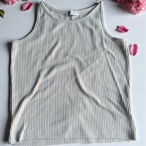 Paper Crane beige women’s waffle weave tank sz small
